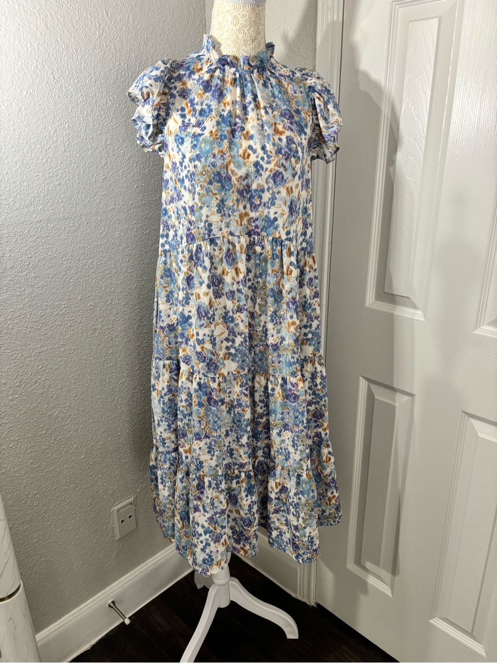 Pinch Blue and Cream Floral Maxi Dress